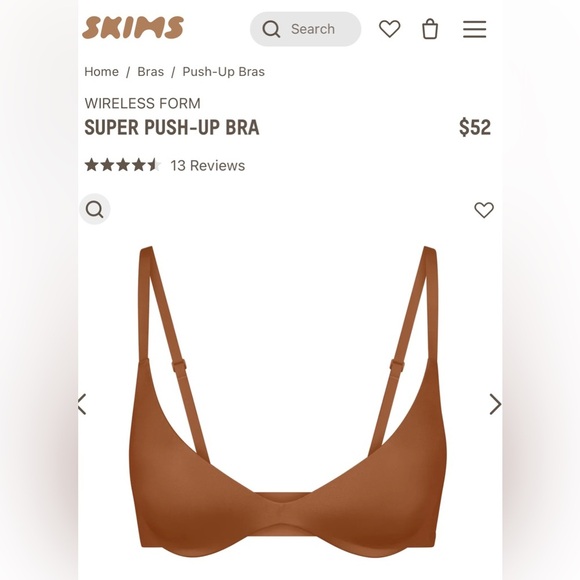 SKIMS WIRELESS FORM SUPER PUSH UP BRA IN BRONZE SIZE 38DD NWT - Picture 8 of 11